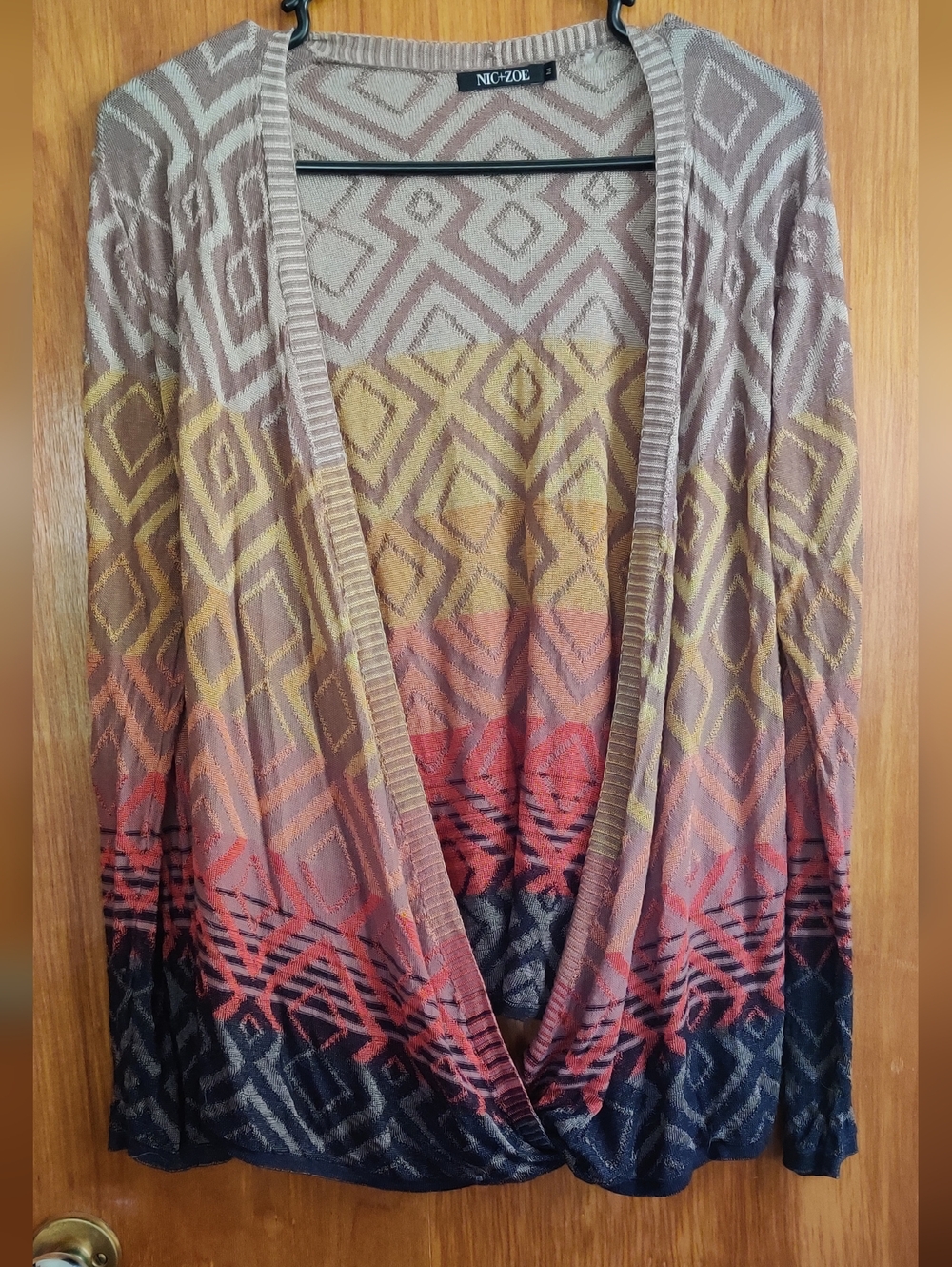 Open-Front Geometric Cardigan